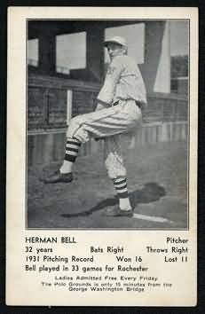 1932 Giants Schedule Postcards Bell